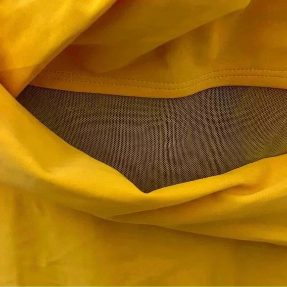 Yellow, Full Piece Bathing Suit with Mesh Cut-Outs,  Sz 4XL - Picture 3 of 5